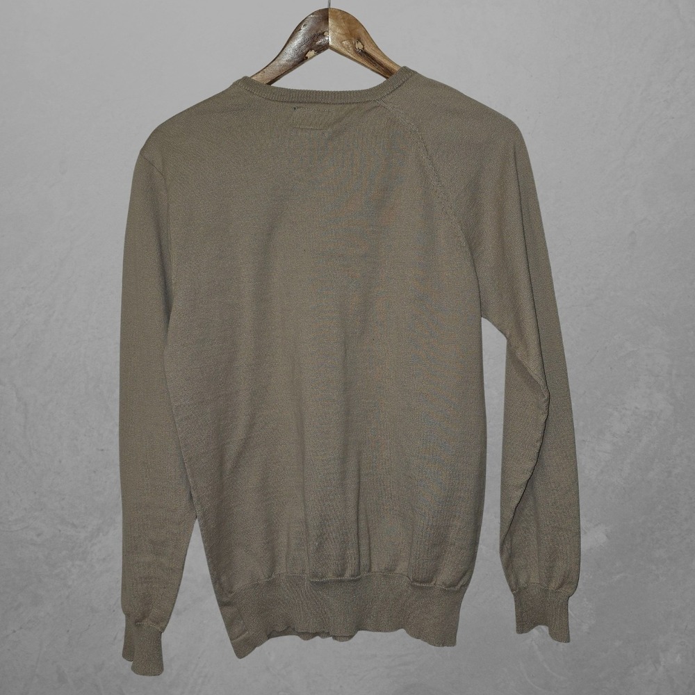 Volcom Mens Small Tan V-Neck Sweater Corpo Class A07313S0 Embroidered Logo Khaki - Picture 5 of 8
